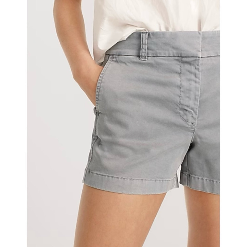 NWT J. Crew Re-Imagined Gray Flat Front Shorts Khaki Chino Stretchy Classic 4"